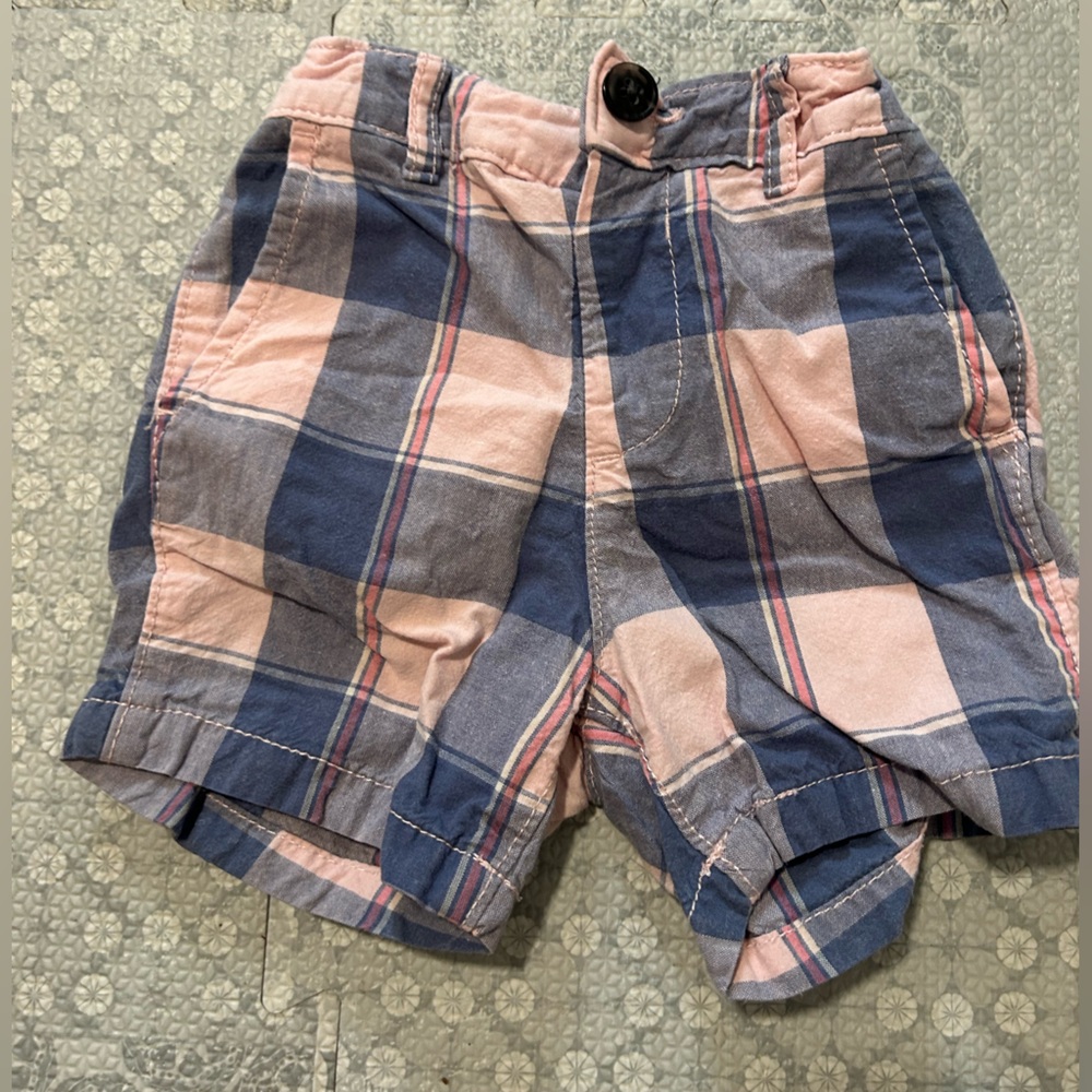Pink and blue plaid shorts